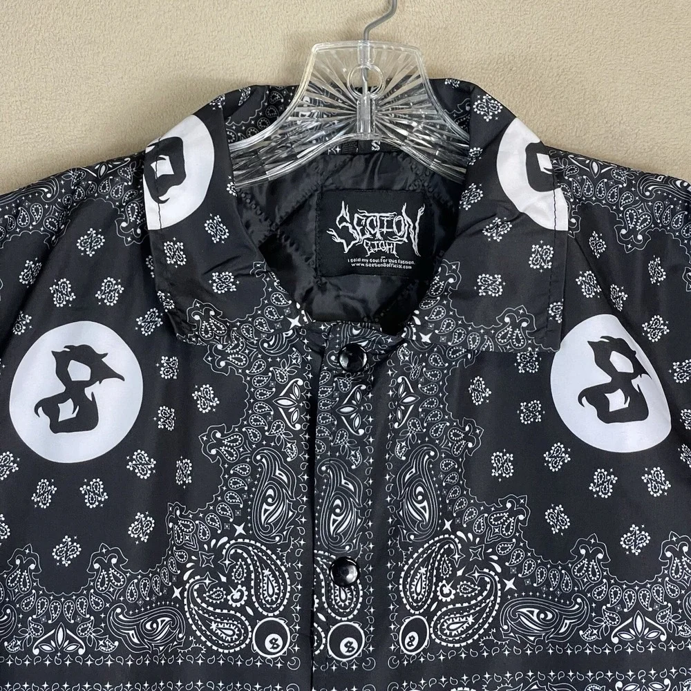 Section Eight Jacket Mens S Bandana Paisley 8 Ball Black Streetwear EUC